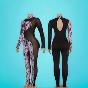 Shear long sleeve mesh body suit.